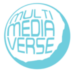 A cyan blue moon shaped logo reading "Multi Media Verse"