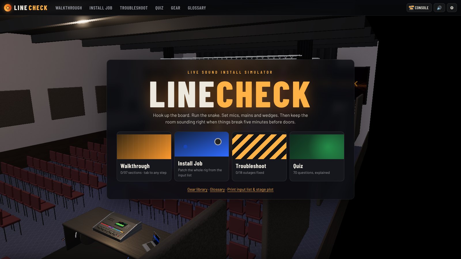 Line Check church stage
